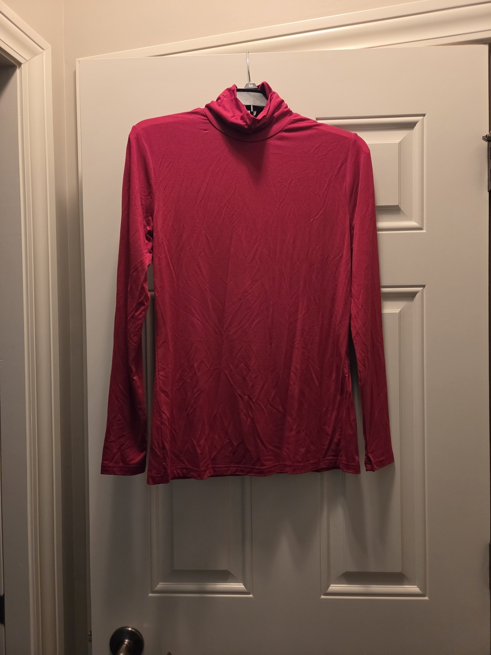 Women's Pink Turtleneck Long-Sleeve Top